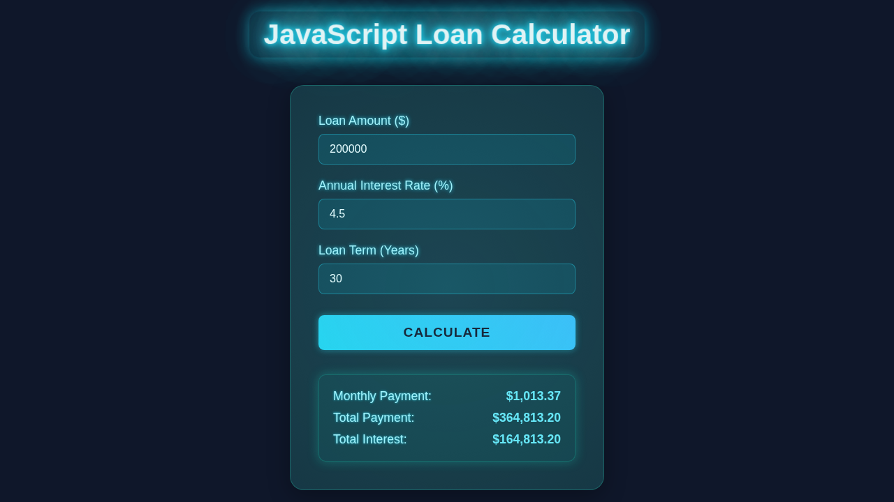 JavaScript Loan Calculator: Build with HTML, CSS & Vanilla JS