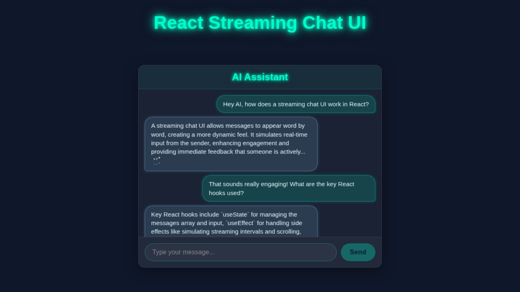 React Streaming Chat UI: Real-time Messages with JSX & Hooks