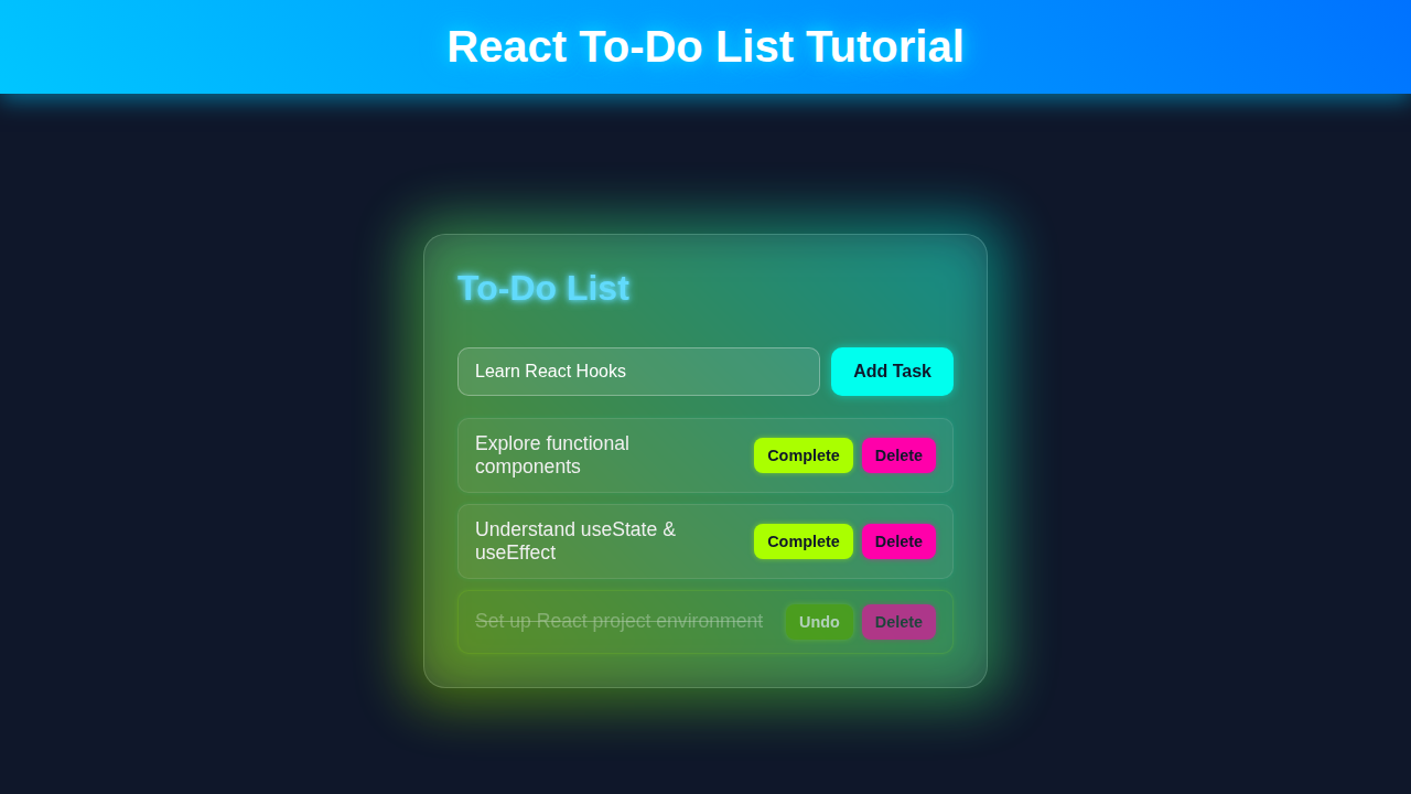 React To-Do List Tutorial: Functional Components & Hooks