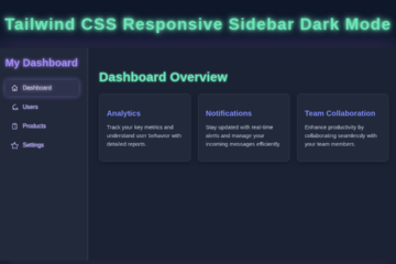 Responsive Sidebar Dark Mode in HTML & Tailwind CSS