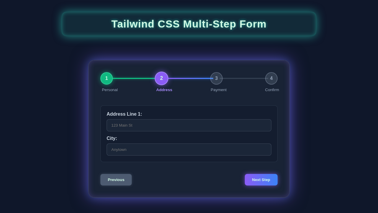 Tailwind Multi-Step Form: Create Responsive Forms with HTML & JS